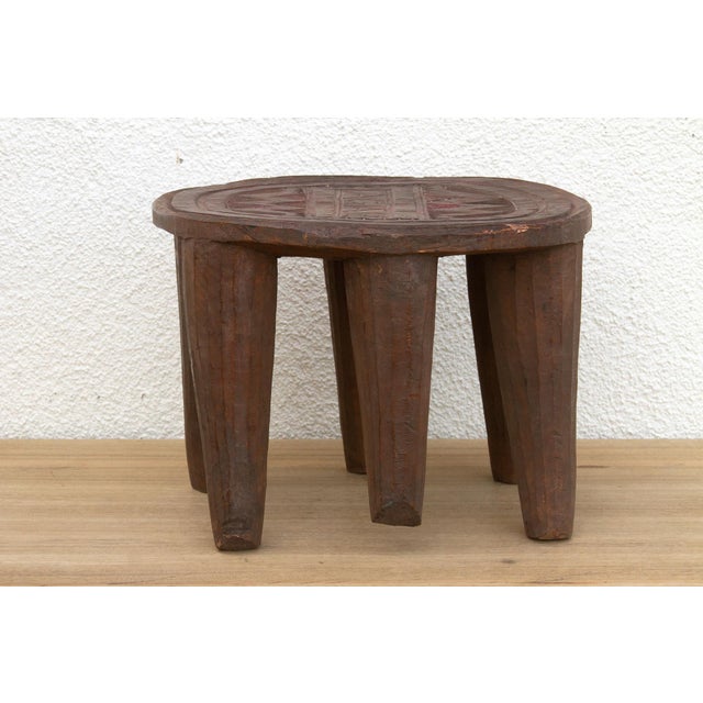 Patinated Brown Carved African Stool For Sale In Los Angeles - Image 6 of 9