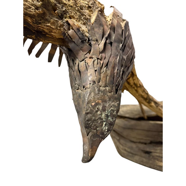 Chestnut Late 20th Century Monumental Lubomir Tomaszewski Signed Wood and Copper Bird Sculpture Seven Feet Tall For Sale - Image 8 of 18