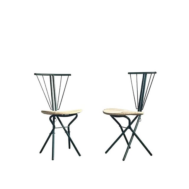 Folding Chairs in Dark Green Metal and Woven Cord from LaPalma, Italy, 1970s, Set of 2 For Sale - Image 12 of 12