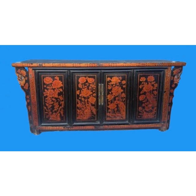 Black Antique Chinese Enchanted Garden Coffer,C.1850 For Sale - Image 8 of 10