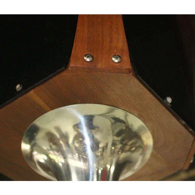 Mid-Century Modern Pendant Light Fixture With Teak Frame For Sale - Image 4 of 7