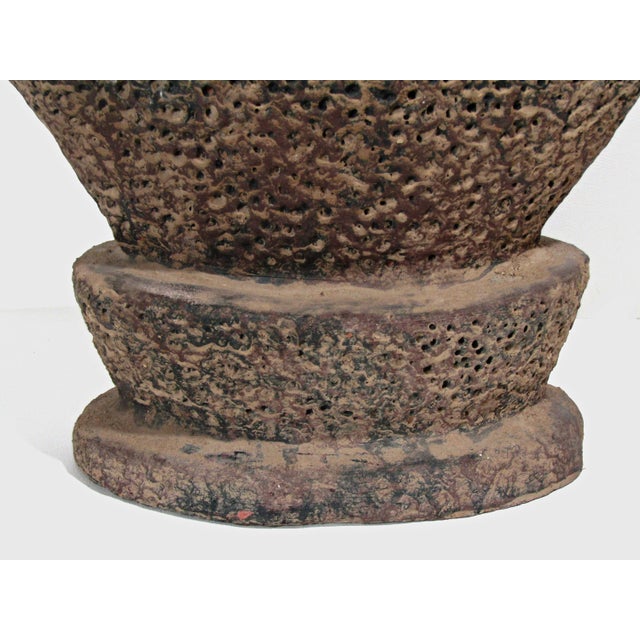 Ceramic Brutalist Studio Pottery Vase – Hand-Built Stoneware, Volcanic Texture, Circa 1970s For Sale - Image 7 of 13