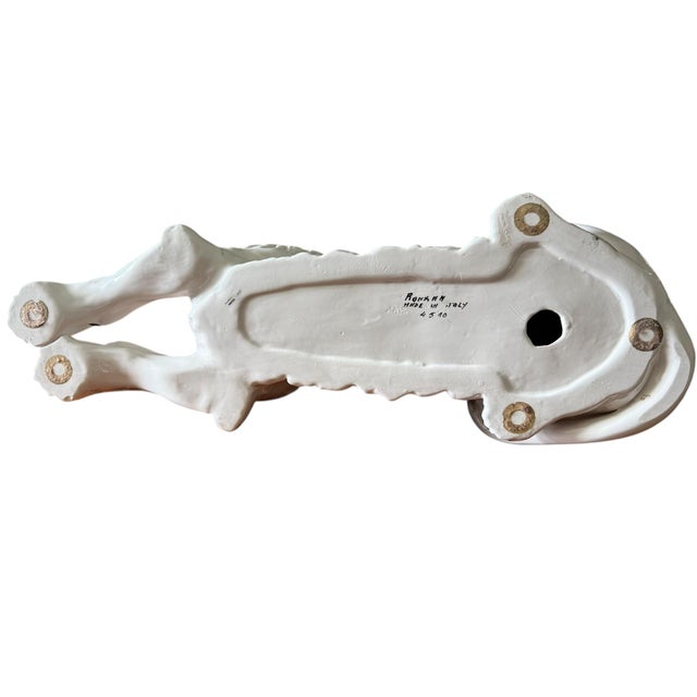 Vintage Mid Century Italian Ceramic Recumbent Lion Sculpture by Ronzan For Sale - Image 9 of 10