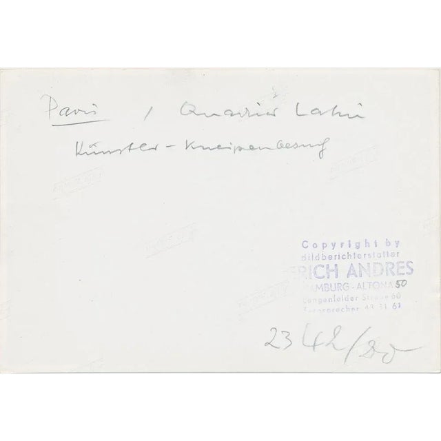 Erich Andres, Artists in Montmartre Having Dinner in Restaurant, Paris, France, 1950s, Black & White Photograph For Sale - Image 4 of 5