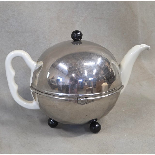 Vintage Art Deco Furstenberg Bavarian Tea Pot W/ Insulated Stainless Steel Cozy For Sale - Image 10 of 12