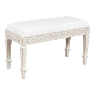 Early 19th Century Swedish Gustavian White Small Bench For Sale