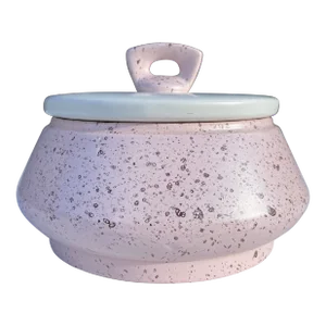 Vintage Mid Century Modern Bauer Pottery Pink and White Serving Dish