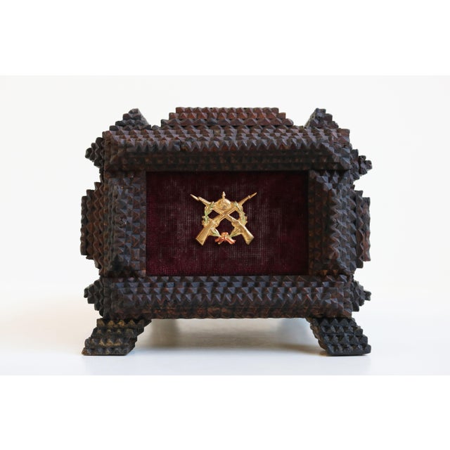 Antique Tramp Jewelry Box in Carved Brass, 1893 For Sale - Image 4 of 12
