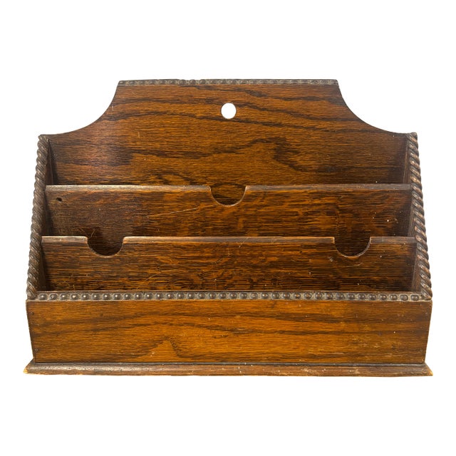 Antique English Oak Letter Rack For Sale