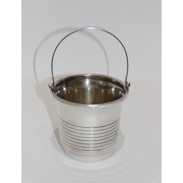 Streamline Moderne 1930s Silver Plated Mini Ice Bucket With Hallmarks.