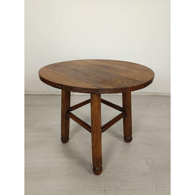Brutalist Oak Pedestal Table attributed to Charles Dudouyt, 1940s For Sale - Image 4 of 15