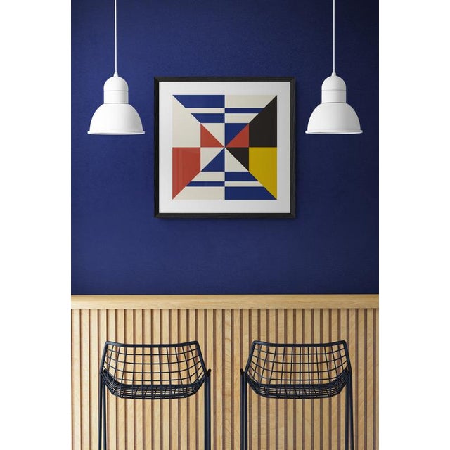 This fine art print was inspired by coastal nautical flags using red, blue, yellow, black, and white color only. Digitally...