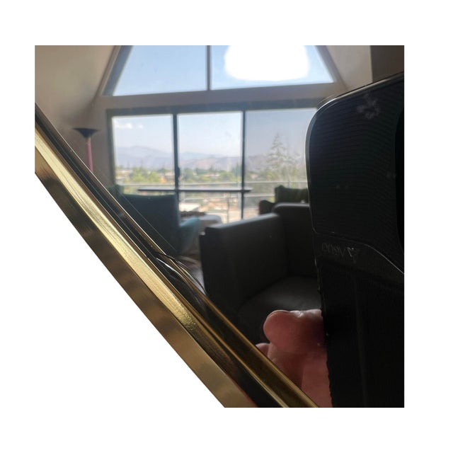 Brass Vintage Postmodern 1980s Richard Sandoval Windsor Circle Wall Mirror Brass Flowers Vase For Sale - Image 8 of 12