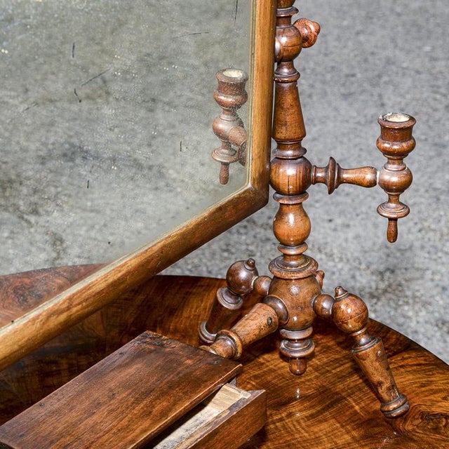 Brown Tilting Free-Standing Dressing Table Mirror with Candleholder, 1800s For Sale - Image 8 of 9