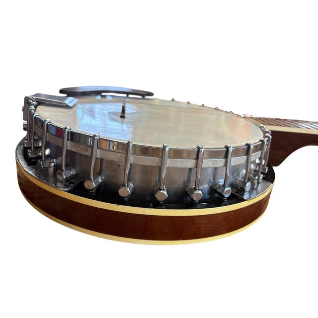Late 20th Century Vintage Lyle 5-String Resonator Banjo With Eagle Inlay & Original Hardware For Sale - Image 5 of 9