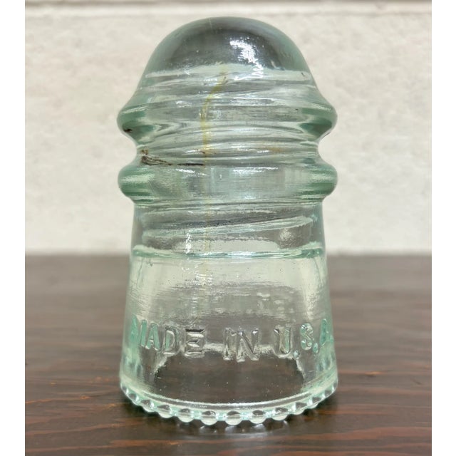 Traditional Vintage Hemingray-9 Teal Tinted Aqua Tinted Glass Insulator For Sale - Image 3 of 5