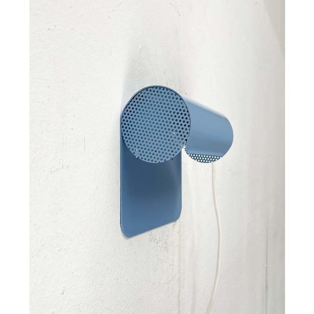 Postmodern Danish Postmodern Light Blue Perforated Metal Pendant from Abo Randers, 1980s For Sale - Image 3 of 18