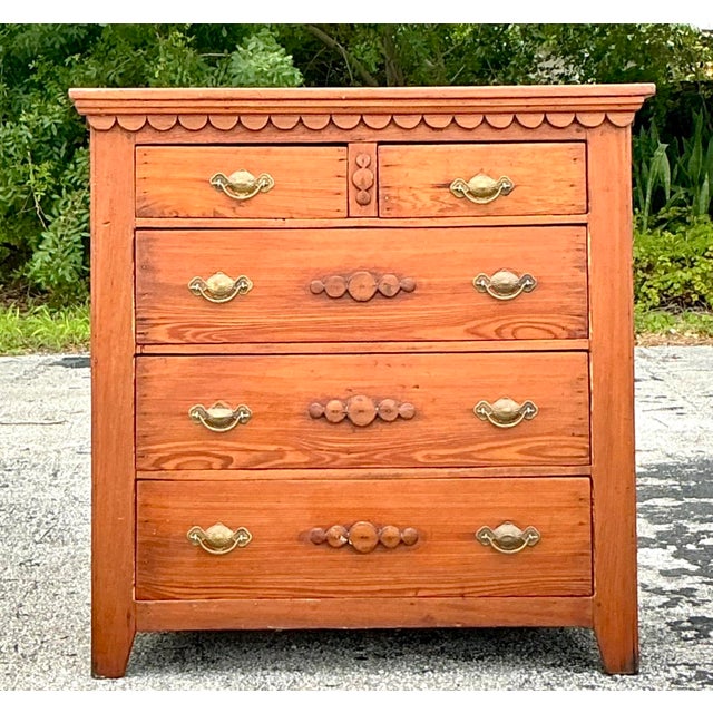 Vintage Primitive Scalloped Chest of Drawers For Sale - Image 9 of 12