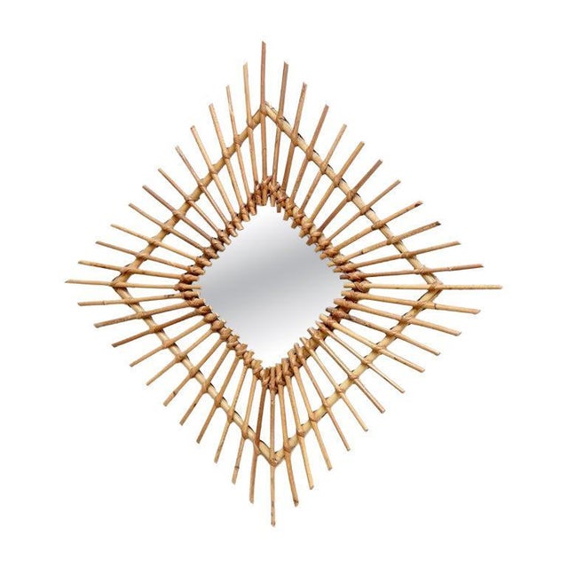 Mid-Century Modern French Handcrafted Bamboo and Rattan Mirror, 1960 For Sale - Image 9 of 9