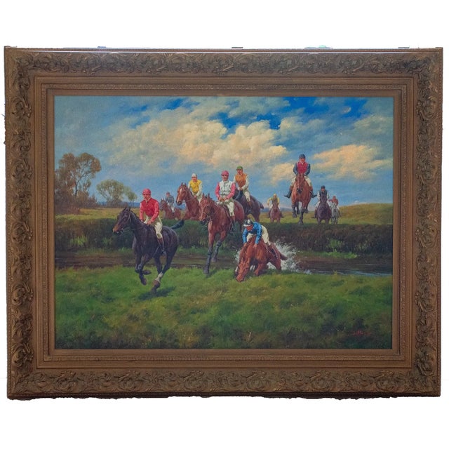 Large-scale Mid-20th Century oil on canvas by Salvator Domingo, featuring an expressive composition with bold brushwork...