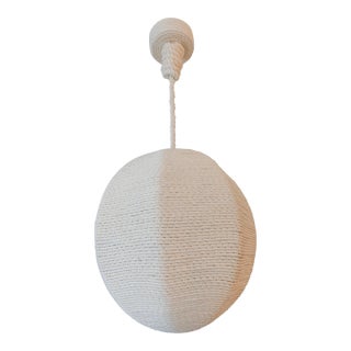 Cotton Roped Globe Hanging Light Fixture For Sale