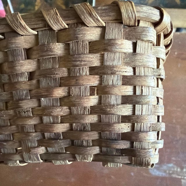 Brown A Antique Pennsylvania Rectangular Splint Oak or Ash Basket, Circa 1900 For Sale - Image 8 of 18