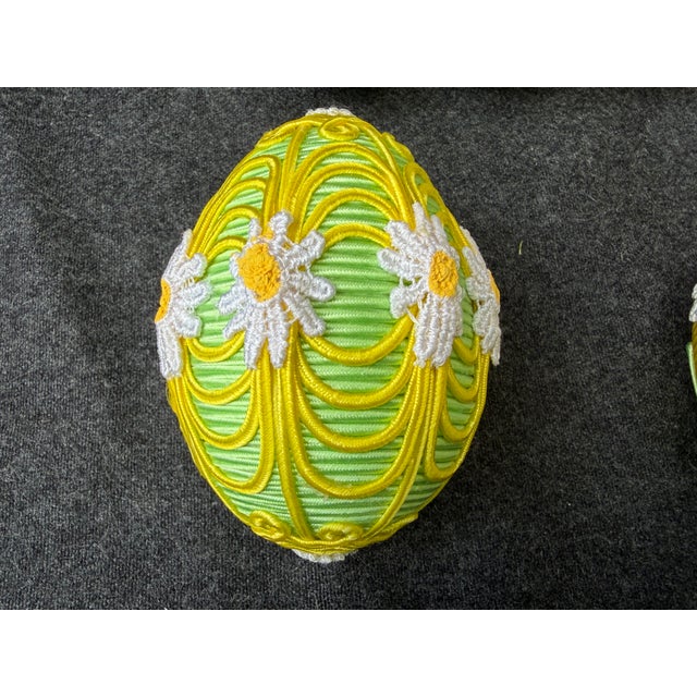 Vintage Handmade Collection of Trim Covered Easter Eggs Set of 6 For Sale - Image 4 of 15