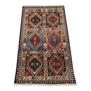 Yalameh Rug 1’11’ X 3’6” Multicolor Wool Vintage Tribal Hand-Knotted Carpet For Sale