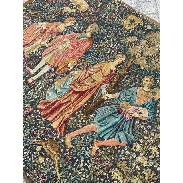 French Aubusson Style Screen Printed Hand Tapestry, 1960s For Sale - Image 18 of 18