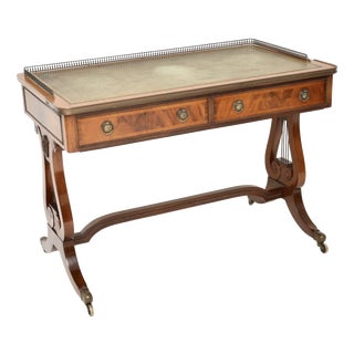 Antique Regency Leather Top Desk, 1930s For Sale