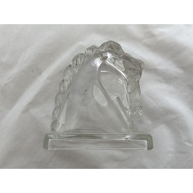1940s Federal Glass Horse Head Bookends For Sale - Image 4 of 6