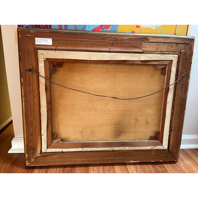 Wood Antique Gold Leaf Solid Wood Oil Painting For Sale - Image 7 of 7