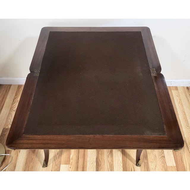 Antique French Bronze & Inlaid Mahogany Flip Top Game Table Desk For Sale - Image 10 of 18
