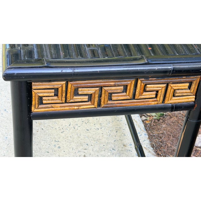 Ebony Chinoiserie Ebonized Bamboo Accent Table For Sale - Image 8 of 9