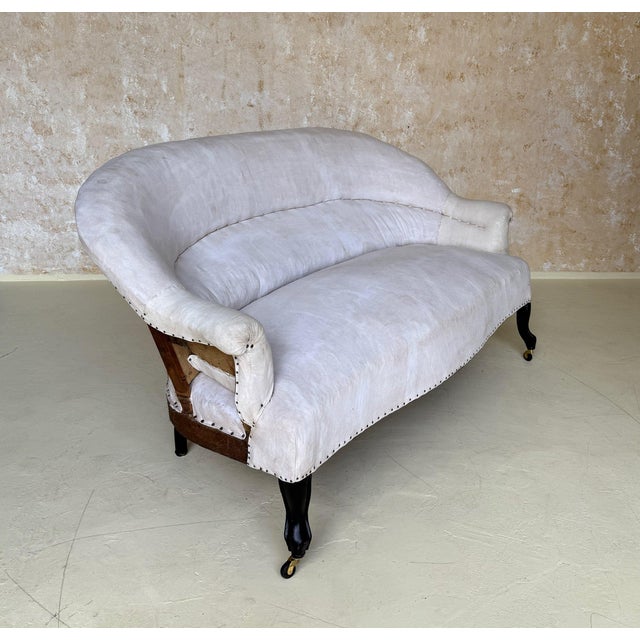 Late 19th Century Small Scale French 19th C Napoleon III Settee in Muslin For Sale - Image 5 of 12