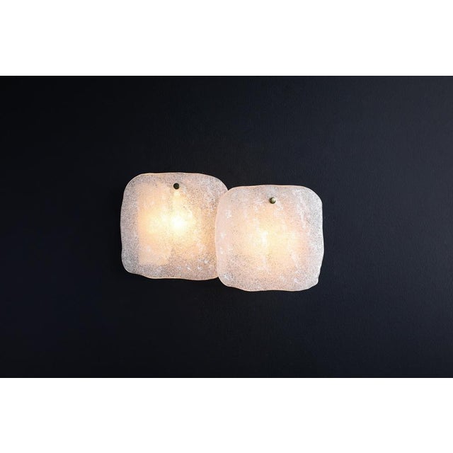 Ice Glass Panel and Brass Wall Light from Kalmar, Austria, 1960s For Sale - Image 6 of 11