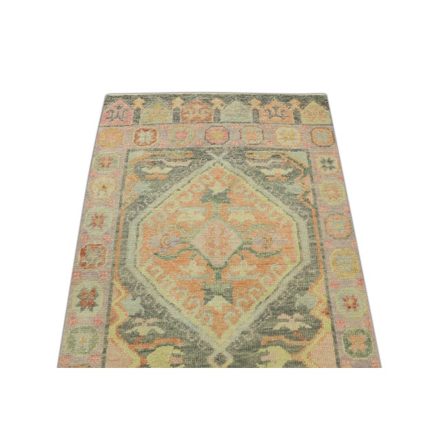 Modern Early 21st Century Colorful Handwoven Turkish Oushak Rug 2'11" X 6'5" For Sale - Image 3 of 5