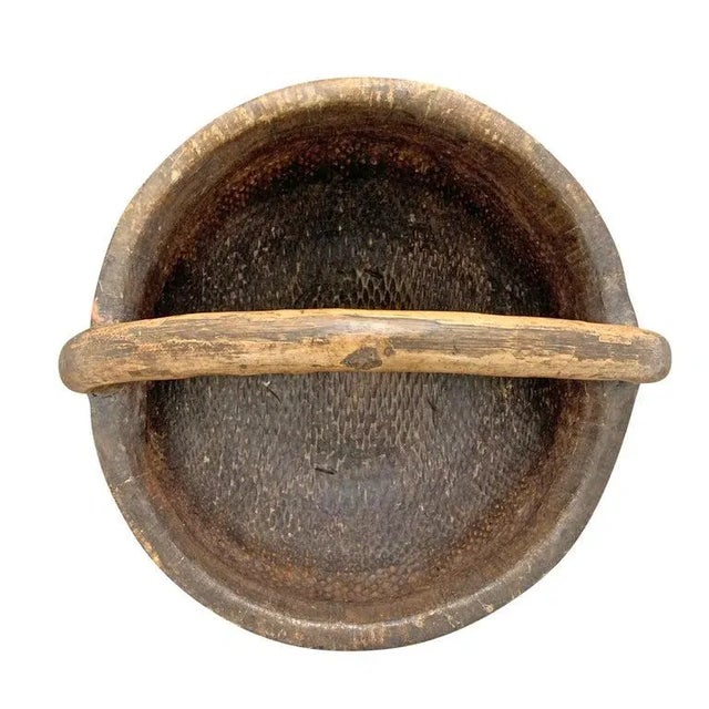 Brown Mid-20th Century Chinese Woven Reed Basket For Sale - Image 8 of 10