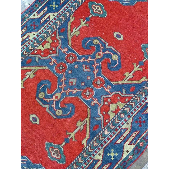Shirvan Kazak Corridor Rug in Red and Blue Color, 1960s For Sale - Image 4 of 10