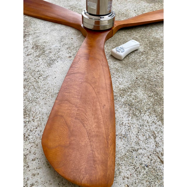 Brown Faro Lantau Brown/Chrome Ceiling Fan with Remote Control, Propeller/Airplane Blade Style, 1980s For Sale - Image 8 of 13