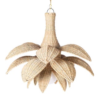 Wicker Palm Leaf or Lotus Pendant From the Fs Flores Collection For Sale