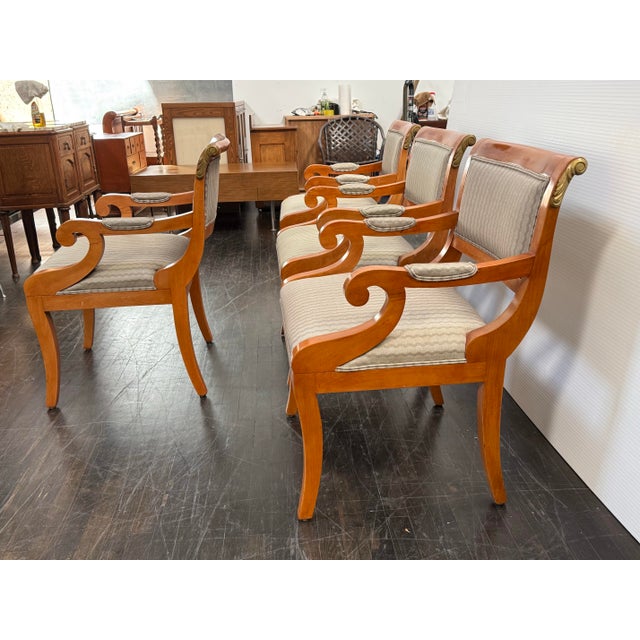 Neoclassical Influenced Vintage Armchairs, Set of Four For Sale - Image 4 of 12