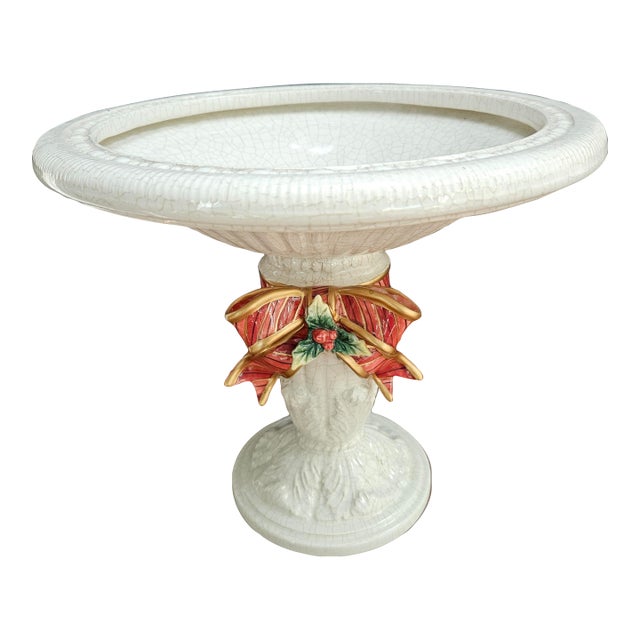 Fitz & Floyd Aegean Christmas Pedestal Centerpiece Compote For Sale