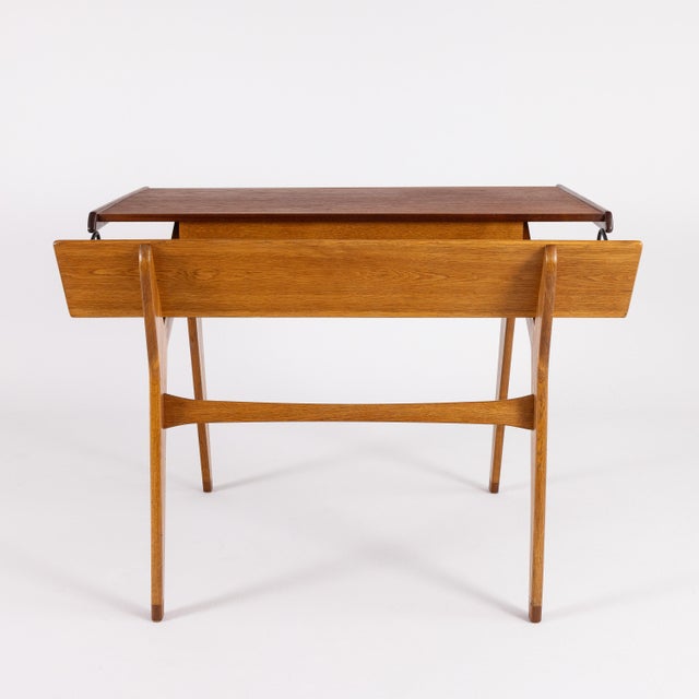 Maroon Vintage Desk in Oak by Marcel Gascoin, 1940s For Sale - Image 8 of 13