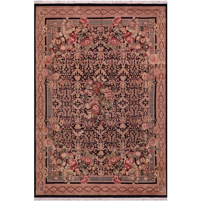 Black Art Nouveau 1990's Pak-Persian Black/Brown Wool Rug - 8'1'' X 10'10'' For Sale - Image 8 of 9
