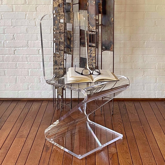 Transparent Lucite Z Chair For Sale - Image 8 of 9