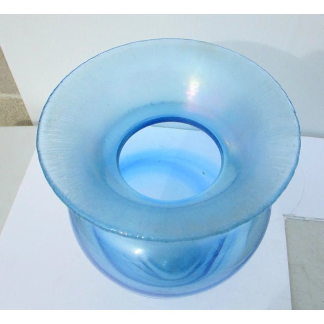 Pale Blue Stretch Glass Vase For Sale - Image 4 of 6