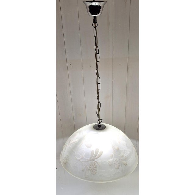 Vintage Ceiling Lamp with a Frosted Glass Shade and Chrome-Plated Metal Frame from Honsel, 2000s For Sale - Image 3 of 10