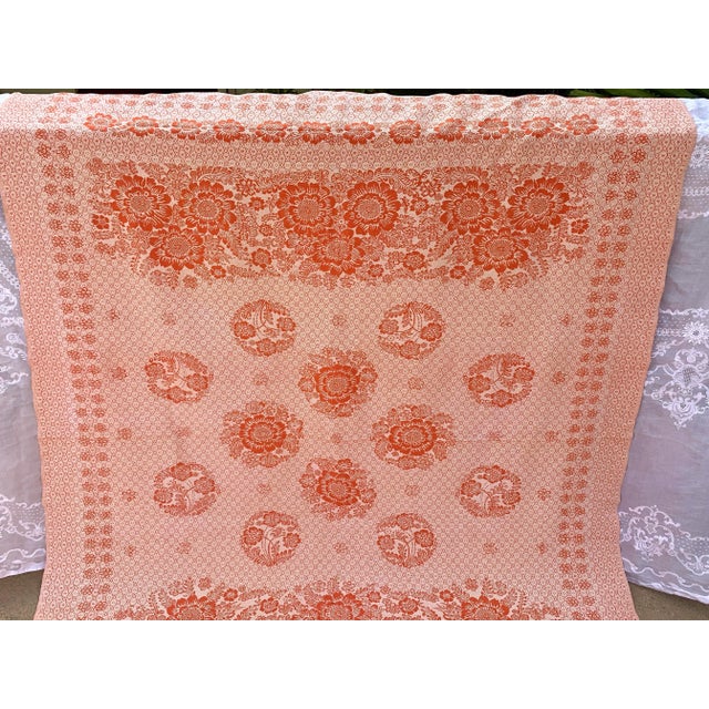 Traditional Vintage Damask Floral Texture Home Accent Textile, Bedspread,/Throw Blanket For Sale - Image 3 of 8