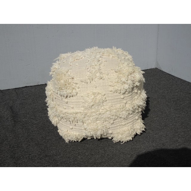 Modern Off White Pouf Ottoman For Sale - Image 9 of 13